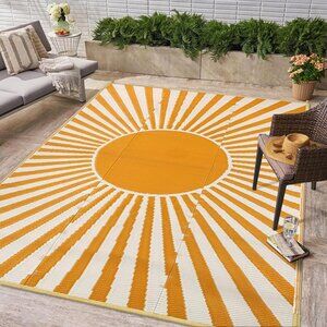 NEW Waterproof Outdoor Rug 5x8, Reversible Outdoor Plastic Straw Camping Rug